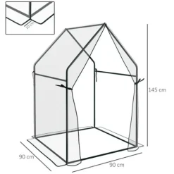 Rootz Drivhus - Cold Frame Drivhus - Film Drivhus - Mini Drivhus - Stål - Plastik - Gennemsigtig + Sort - 90 cm x 90 cm x 145 cm
