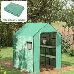 Rootz Drivhus - Cold Frame Drivhus - Film Drivhus - Rulledøre - UV-bestandig - Grøn - 140cm x 143cm x 190cm