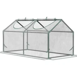 Rootz Drivhus - Folie Drivhus Med Vindue - PVC Drivhus - Tomat Hus - Kold Ramme - Gennemsigtig - 120 x 60 x 60 cm