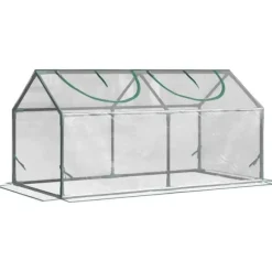 Rootz Drivhus - Folie Drivhus Med Vindue - PVC Drivhus - Tomat Hus - Kold Ramme - Gennemsigtig - 120 x 60 x 60 cm