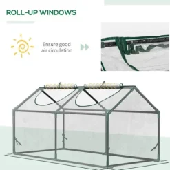 Rootz Drivhus - Folie Drivhus Med Vindue - PVC Drivhus - Tomat Hus - Kold Ramme - Gennemsigtig - 120 x 60 x 60 cm