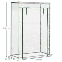 Rootz Drivhus - Tomathus - Koldramme med rulledør - Baggård - Balkon - Have - Stål - Plastik - Gennemsigtig - 100 x 50 x 150 cm