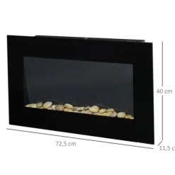 Rootz elektrisk pejs - Indendørs varmelegeme - Vægmonteret brandskærm - Sikker og stilfuld - 72,5W x 11,5D x 40H cm