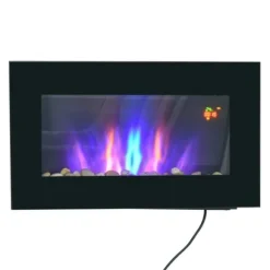 Rootz elektrisk pejs - Indendørs varmelegeme - Vægmonteret brandskærm - Sikker og stilfuld - 72,5W x 11,5D x 40H cm