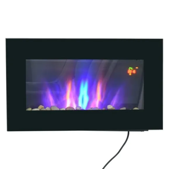Rootz elektrisk pejs - Indendørs varmelegeme - Vægmonteret brandskærm - Sikker og stilfuld - 72,5W x 11,5D x 40H cm