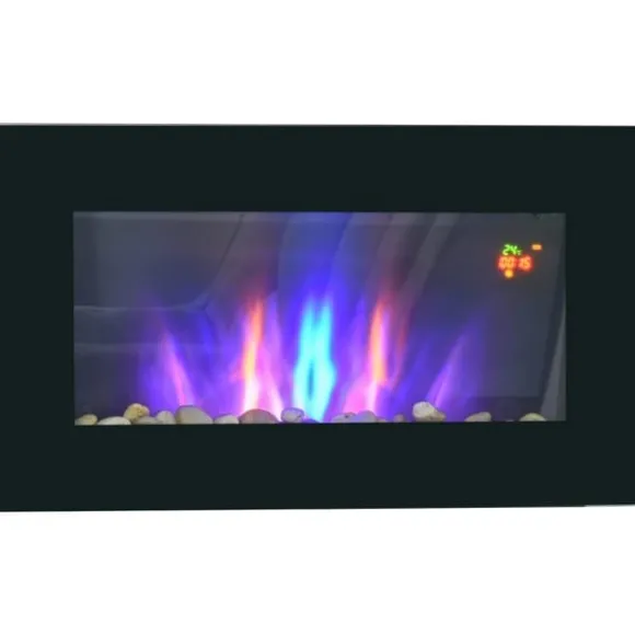 Rootz elektrisk pejs - Indendørs varmelegeme - Vægmonteret brandskærm - Sikker og stilfuld - 72,5W x 11,5D x 40H cm