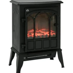 Rootz elektrisk pejs - LED Flames - 1000/2000 W - Justerbar temperatur - Lysstyrke - Metal - 39 x 23 x 56,5 cm