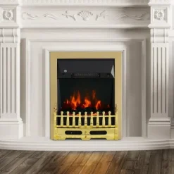 Rootz Elektrisk Pejs - Pejs - El Pejseovn - Pejseovn - Fritstående - Pejsflamme - 1000/2000W - Guld - 48,2 X 18,5 X 59,2 Cm