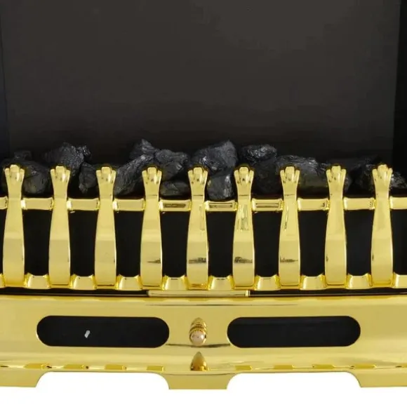 Rootz Elektrisk Pejs - Pejs - El Pejseovn - Pejseovn - Fritstående - Pejsflamme - 1000/2000W - Guld - 48,2 X 18,5 X 59,2 Cm