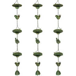 Rootz 3er Set Rain Chain - Drain Chain - Rainflow Chain - Korrosionsbestandig - 123 cm X Ø12CM til let havedekoration