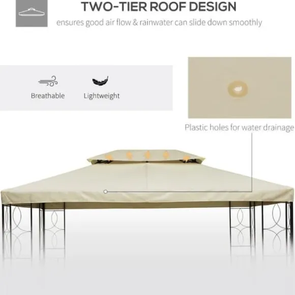 Rootz erstatningstag til Metal Havepavillon - Creme - Polyester - 118,11 cm x 157,48 cm x cm