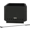 Rootz Fire Pit - Inklusiv poker - Ildtønde - Robust konstruktion - Metal og rustfrit stål - Sort - 48L x 48W x 41H cm
