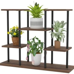 Rootz Flower Stand med 4 niveauer - 4 -trins plantestativ - Blomsterpotteholder - Stabil og elegant - 80 cm x 24 cm x 61,5 cm