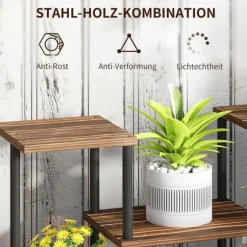 Rootz Flower Stand med 4 niveauer - 4 -trins plantestativ - Blomsterpotteholder - Stabil og elegant - 80 cm x 24 cm x 61,5 cm