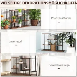 Rootz Flower Stand med 4 niveauer - 4 -trins plantestativ - Blomsterpotteholder - Stabil og elegant - 80 cm x 24 cm x 61,5 cm