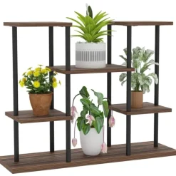 Rootz Flower Stand med 4 niveauer - 4 -trins plantestativ - Blomsterpotteholder - Stabil og elegant - 80 cm x 24 cm x 61,5 cm