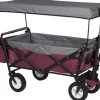 Rootz foldbar håndvogn med tag - Brugsvogn - Havevogn - Holdbar 600D polyester - Nem opbevaring - Kraftig 80 kg Kapacitet - 120 cm x 51 cm x 93 cm