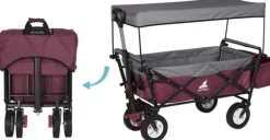 Rootz foldbar håndvogn med tag - Brugsvogn - Havevogn - Holdbar 600D polyester - Nem opbevaring - Kraftig 80 kg Kapacitet - 120 cm x 51 cm x 93 cm