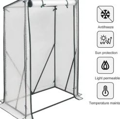 Rootz Folie Drivhus - Bærbart Plantehus - Tomathus - Pulverlakeret stål - UV-resistent PVC - 100 cm x 50 cm x 150/136 cm
