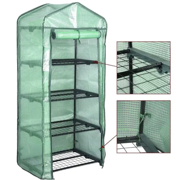 Rootz Folie Drivhus 2/3 Etager - Lille Drivhus - Tomathus - Plantebeskytter - 69cm x 49cm x 158cm - 140g/m2 PE Mesh