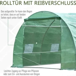 Rootz Folie Drivhus - Tomat Drivhus - Tunnel Kold Ramme - Drivhus - Tomat Folie Drivhus - Grøn - 590 X 300 X 200 CM