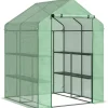 Rootz Folie Drivhus - Walk-in Drivhus Med 8 hylder - Tomat Drivhus - Kold Ramme Med Låge - Stål - PE Plast - Grøn - 143 x 138 x 195 cm