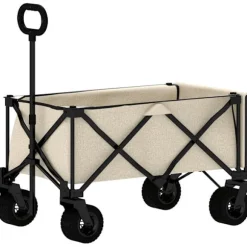 Rootz Garden Car - Foldbar transportkurv - Resilient Handcart - 100 kg kapacitet - 90 cm x 48 cm x 92 cm - Brun Oxford stof