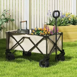 Rootz Garden Car - Foldbar transportkurv - Resilient Handcart - 100 kg kapacitet - 90 cm x 48 cm x 92 cm - Brun Oxford stof