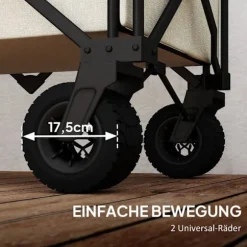 Rootz Garden Car - Foldbar transportkurv - Resilient Handcart - 100 kg kapacitet - 90 cm x 48 cm x 92 cm - Brun Oxford stof