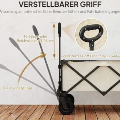 Rootz Garden Car - Foldbar transportkurv - Resilient Handcart - 100 kg kapacitet - 90 cm x 48 cm x 92 cm - Brun Oxford stof