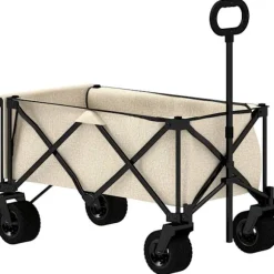 Rootz Garden Car - Foldbar transportkurv - Resilient Handcart - 100 kg kapacitet - 90 cm x 48 cm x 92 cm - Brun Oxford stof