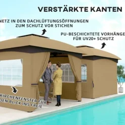 Rootz Garden Gazebo 3.4x3.4m - Øltelt - Udendørs husly - UV -beskyttelse - Stålramme - 335L X 335W X 285H cm