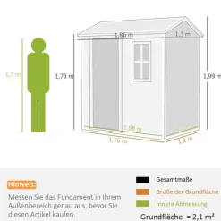 Rootz Garden House - Værktøjsskur - Opbevaring af udendørs udstyr - Vejrbestandig og låsbar - 186 cm x 130 cm x 199 cm