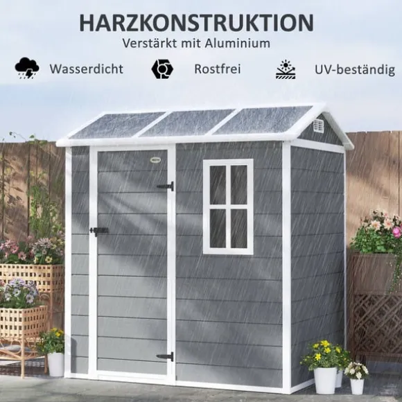 Rootz Garden House - Værktøjsskur - Opbevaring af udendørs udstyr - Vejrbestandig og låsbar - 186 cm x 130 cm x 199 cm