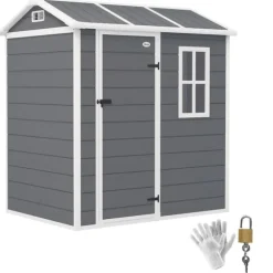 Rootz Garden House - Værktøjsskur - Opbevaring af udendørs udstyr - Vejrbestandig og låsbar - 186 cm x 130 cm x 199 cm