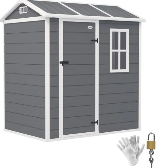 Rootz Garden House - Værktøjsskur - Opbevaring af udendørs udstyr - Vejrbestandig og låsbar - 186 cm x 130 cm x 199 cm