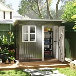 Rootz Garden Shed - Garden House - Udendørs opbevaring - Låsbar stålstruktur - 221 cm x 133 cm x 190 cm