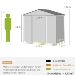 Rootz Garden Tool Shed - Stålopbevaring - Låsbar opbevaring - Vandtæt og ventileret - 213 cm x 131 cm x 192 cm