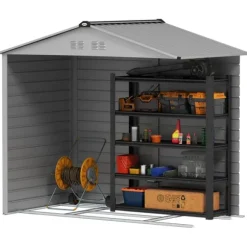 Rootz Garden Tool Shed - Stålopbevaring - Låsbar opbevaring - Vandtæt og ventileret - 213 cm x 131 cm x 192 cm