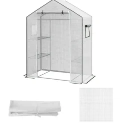 Rootz Greenhouse Film Cover - UV -beskyttet udskiftning Tarp - Tårebestandig plast - 140x73x190cm hvid