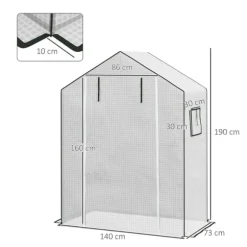 Rootz Greenhouse Film Cover - UV -beskyttet udskiftning Tarp - Tårebestandig plast - 140x73x190cm hvid