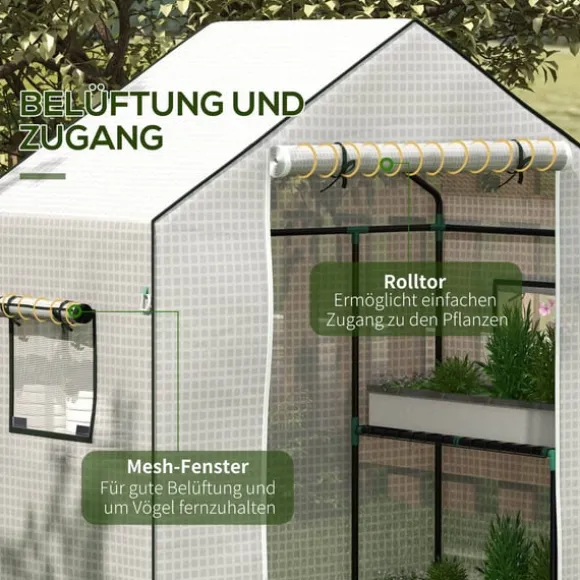 Rootz Greenhouse Film Cover - UV -beskyttet udskiftning Tarp - Tårebestandig plast - 140x73x190cm hvid