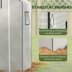 Rootz Greenhouse Film Cover - UV -beskyttet udskiftning Tarp - Tårebestandig plast - 140x73x190cm hvid