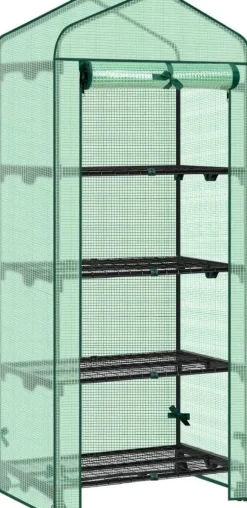 Rootz Greenhouse med ruller - foliehylling - Plant Grow House - Beskytter mod UV & Frost - 70x163x50cm, grøn, sort, sort