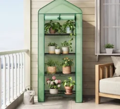 Rootz Greenhouse med ruller - foliehylling - Plant Grow House - Beskytter mod UV & Frost - 70x163x50cm, grøn, sort, sort