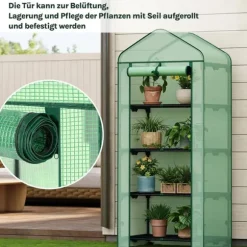Rootz Greenhouse med ruller - foliehylling - Plant Grow House - Beskytter mod UV & Frost - 70x163x50cm, grøn, sort, sort