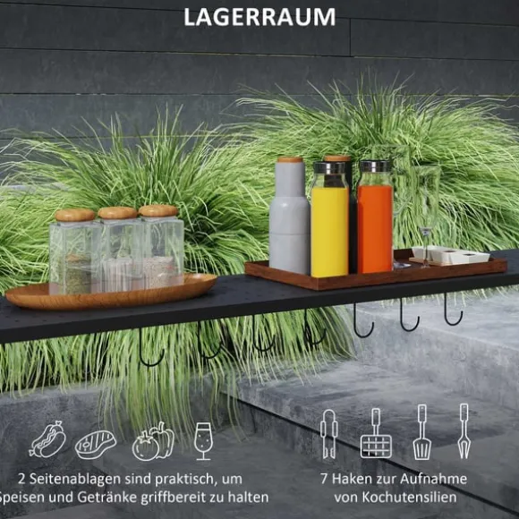 Rootz Grill Pavilion - Udendørs husly - BBQ Gazebo - Stålrammer - Solbeskyttelse - 1,1 m x 2,3 m - Grå