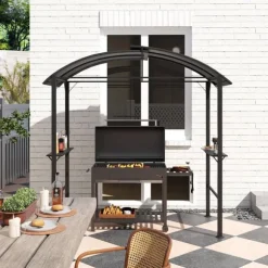 Rootz Grill Pavilion - Udendørs husly - BBQ Gazebo - Stålrammer - Solbeskyttelse - 1,1 m x 2,3 m - Grå