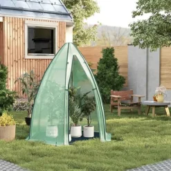 Rootz Growhouse - Plant House - Greenhouse - Vinterbeskyttelse - 130 GSM PE - 160x180x160cm - Gennemsigtig, grøn