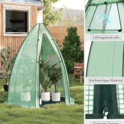 Rootz Growhouse - Plant House - Greenhouse - Vinterbeskyttelse - 130 GSM PE - 160x180x160cm - Gennemsigtig, grøn